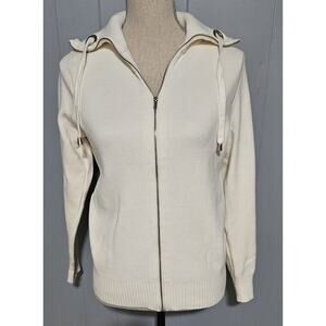 Liz Claiborne Hoodie Sweater. Ivory. Medium